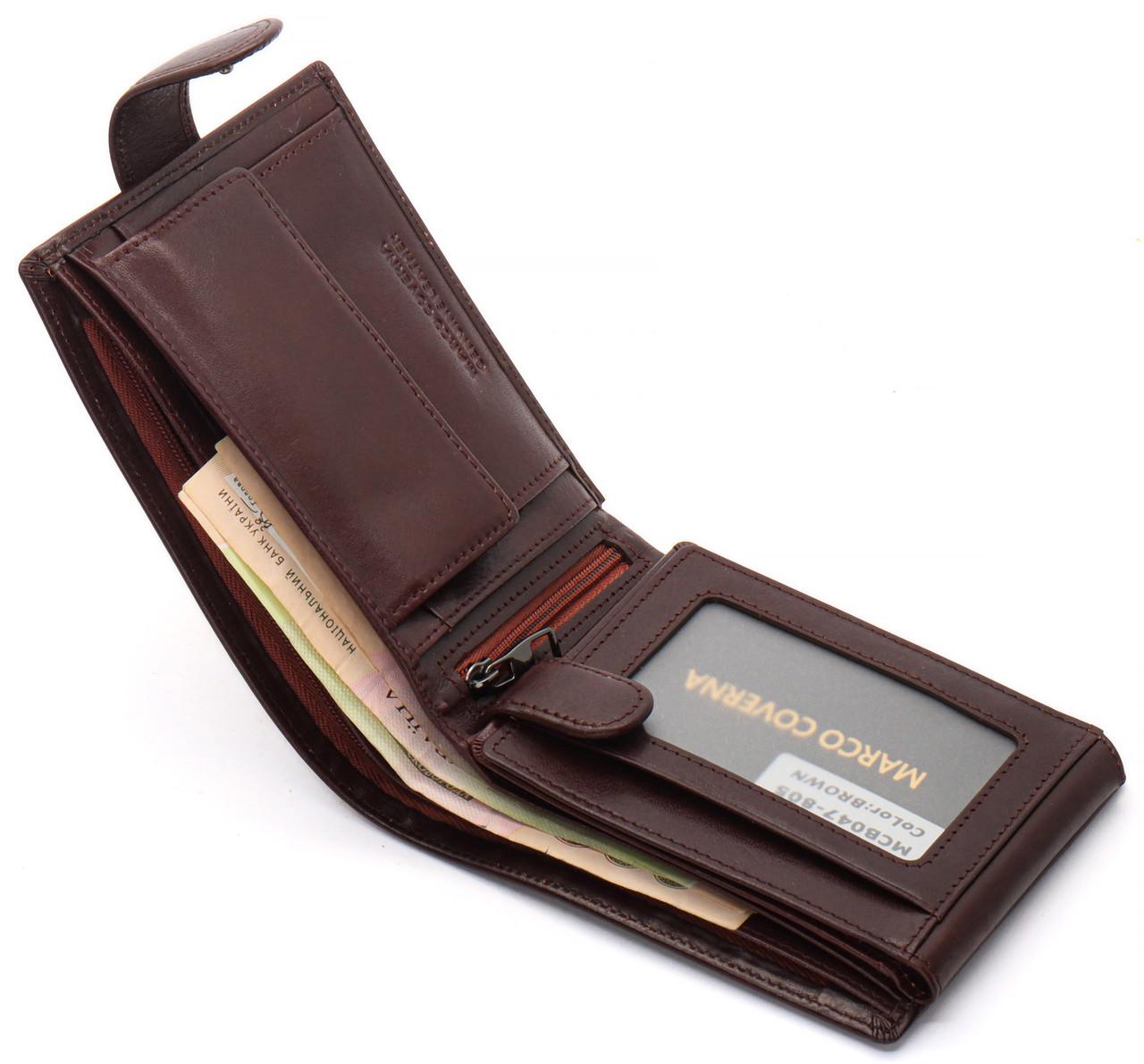 Портмоне мужское Marco Coverna кожаное с отделениями для документов Коричневый (MCBK010-805) - фото 5 Портмоне мужское Marco Coverna кожаное с отделениями для документов Коричневый (MCBK010-805) - фото 5