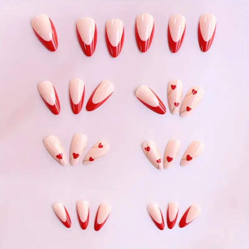 Накладные ногти Френч сердца с клеевыми пластинами 24 шт. Красный с золотистым (2689612600) - фото 6 Накладные ногти Френч сердца с клеевыми пластинами 24 шт. Красный с золотистым (2689612600) - фото 6