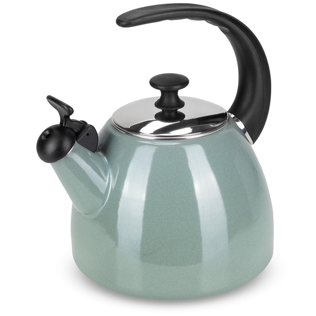 Чайник со свистком Kamille KM-1040А из эмалированной стали 2,5 л Оливковый (150-84-1040А)