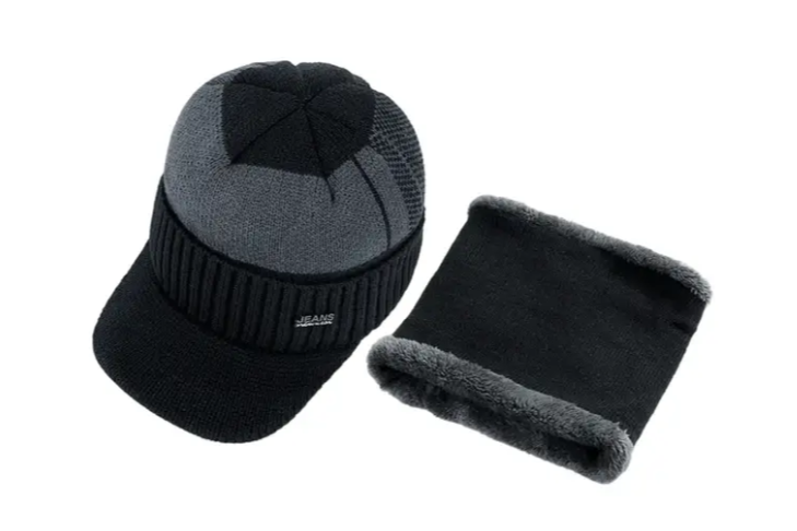 Комплект вязаный мужской шапка-кепка со снудом шерстяной One Size Черный (29548908) - фото 2 Комплект вязаный мужской шапка-кепка со снудом шерстяной One Size Черный (29548908) - фото 2