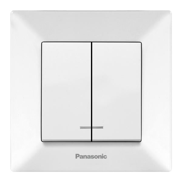 Вимикач 2-клавішний Panasonic Arkedia Slim з підсвіткою Білий (480100193)