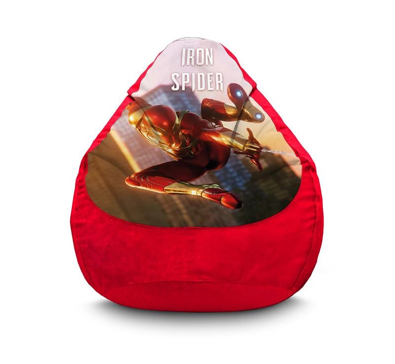 Крісло мішок iPuff Iron Spider Флок XXXL 100х135 см Червоний Крісло мішок iPuff Iron Spider Флок XXXL 100х135 см Червоний
