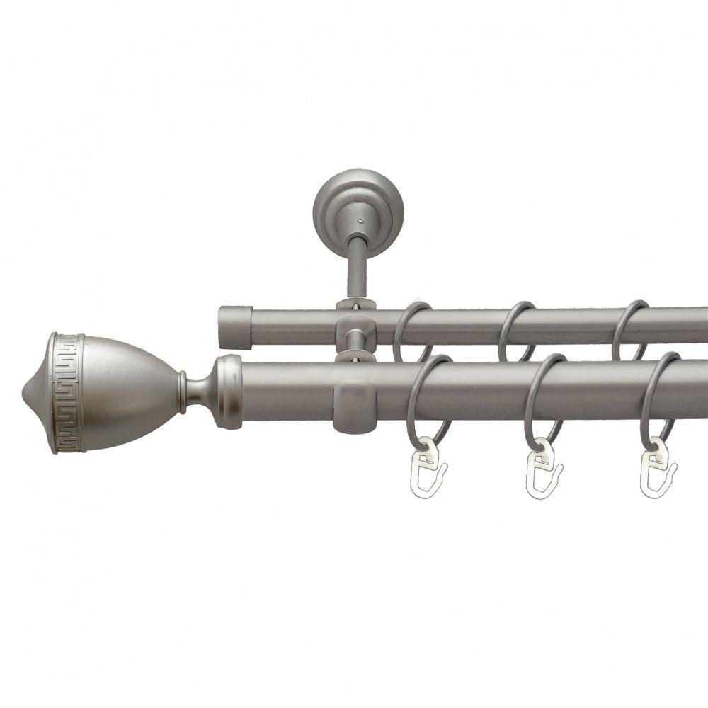 Карниз Orvit Афіна металевий дворядний відкритий гладка труба кільце металеве 25/16 мм 200 см Сатин (00-00011004)