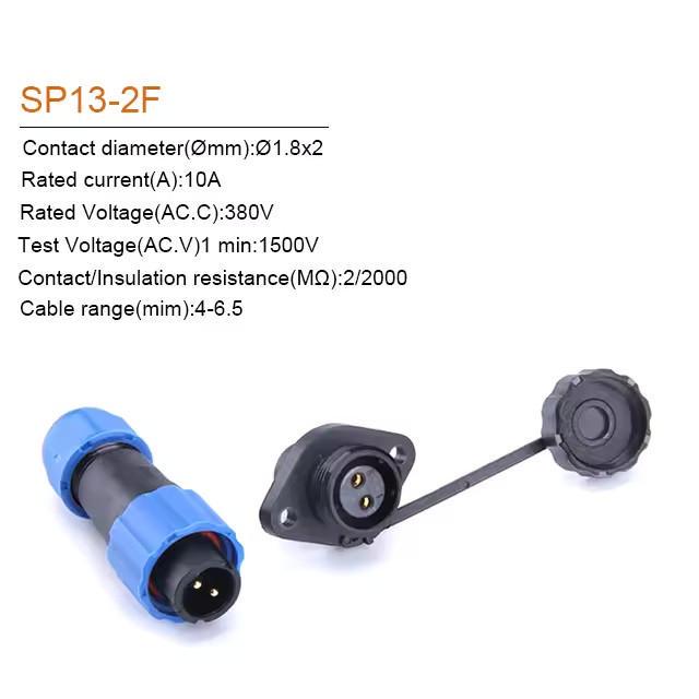 Разъем герметичный SP13 IP68 розетка/штекер на кабель SP13 2F-F-M 2pin 10 А (2735637995) - фото 3 Разъем герметичный SP13 IP68 розетка/штекер на кабель SP13 2F-F-M 2pin 10 А (2735637995) - фото 3
