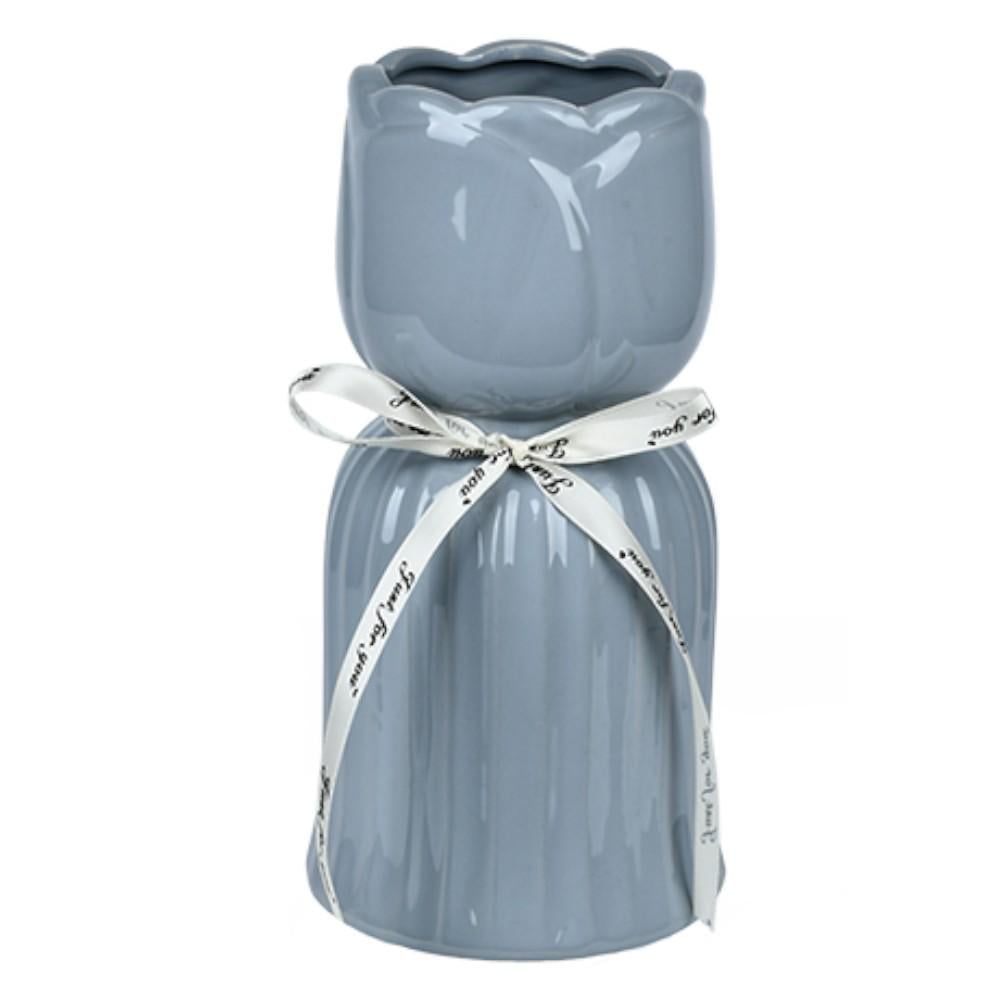 Ваза настольная Tulip R10300-L 26х9 см Серо-синий (31845189) Ваза настольная Tulip R10300-L 26х9 см Серо-синий (31845189)