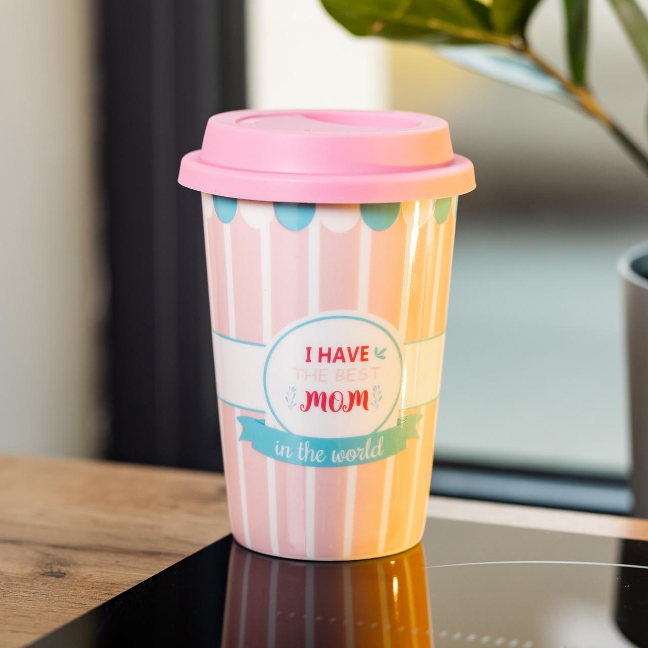 Стакан керамический "I have the best mom" с силиконовой крышкой 420 мл - фото 3 Стакан керамический "I have the best mom" с силиконовой крышкой 420 мл - фото 3