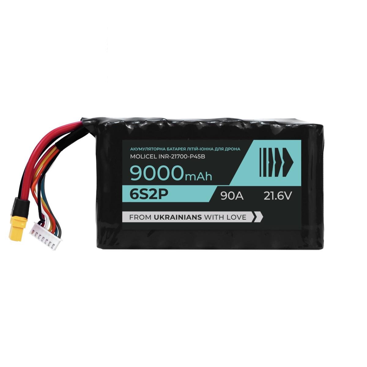 Аккумулятор для FPV дрона BTRY Molicel 6s2p 21,6V 90А 9000 мАч