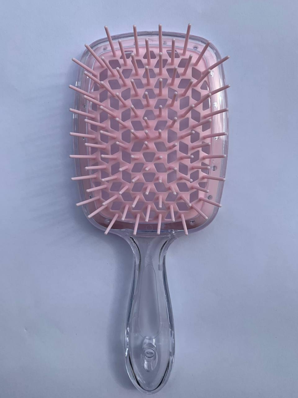 Гребінець для волосся Super Brush продувний для укладання Прозорий з рожевим (add92acb)