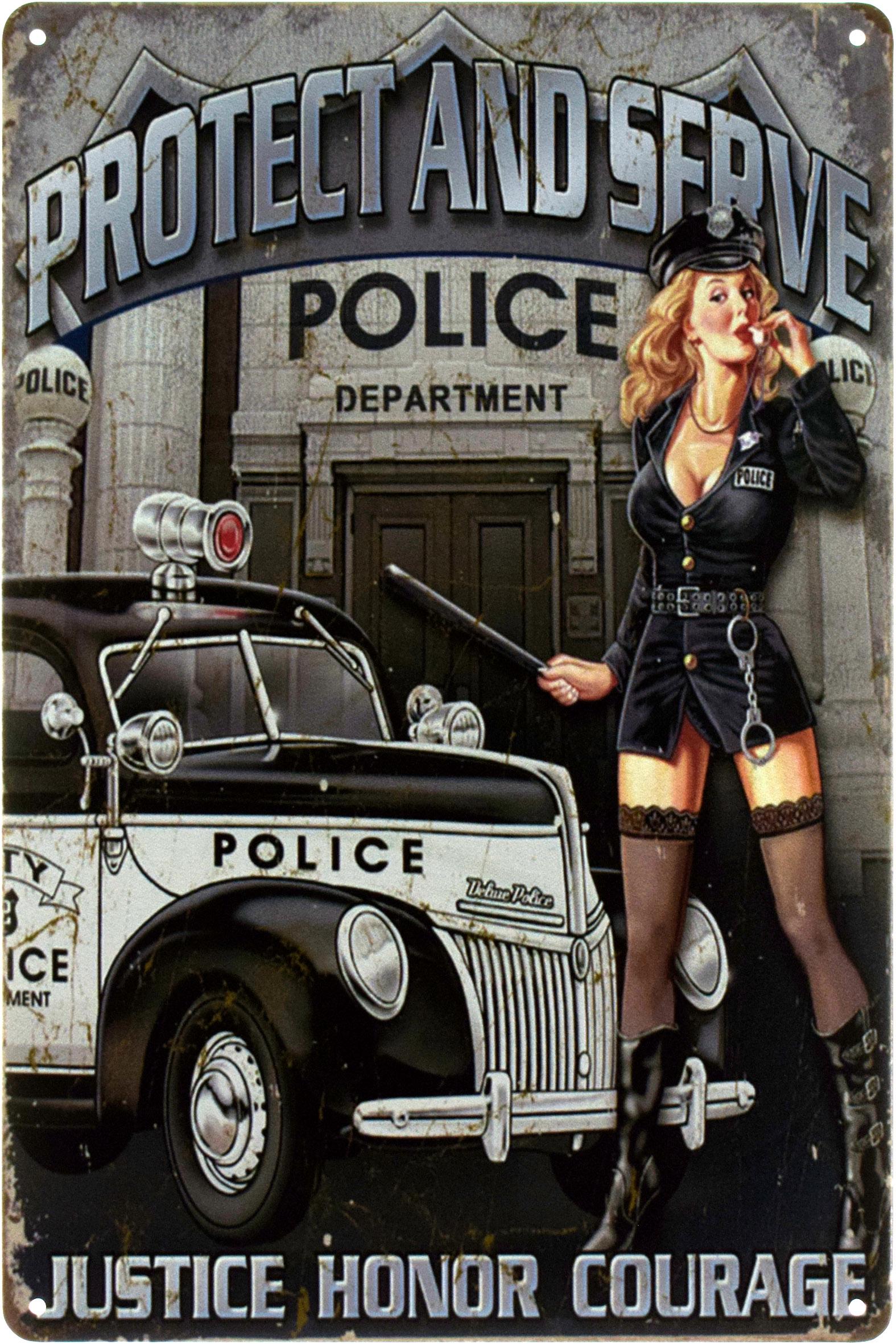 Металлическая табличка Полиция Защищать и служить/Protect And Serve 20x30 см