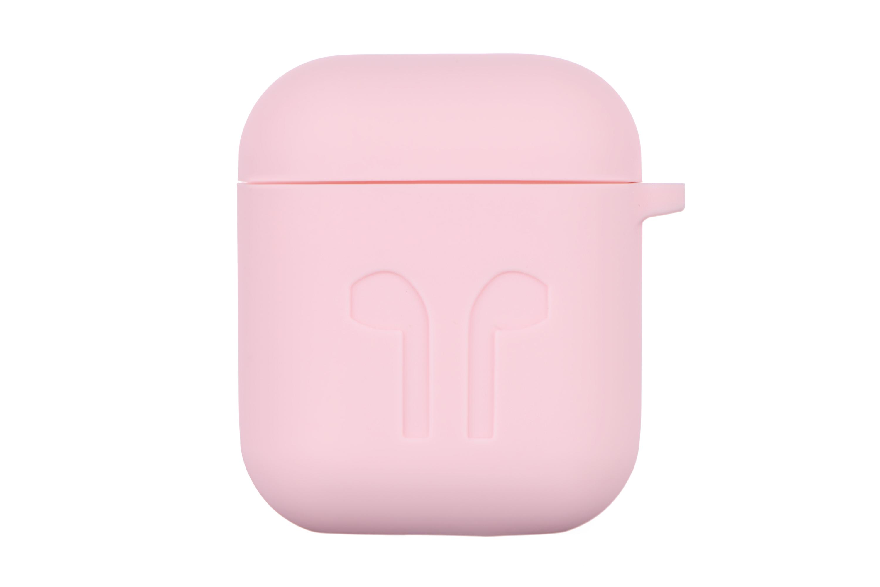 Чехол 2E Pure Color Silicone Imprint для наушников Apple AirPods 	Светло-розовый (2E-AIR-PODS-IBSI-1.5-LPK) - фото 1