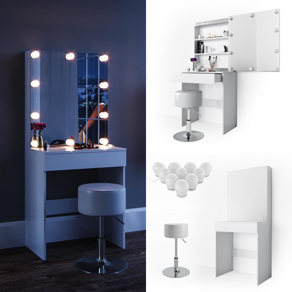 Туалетный столик Vicco Melle с подсветкой и стулом Белый - фото 2