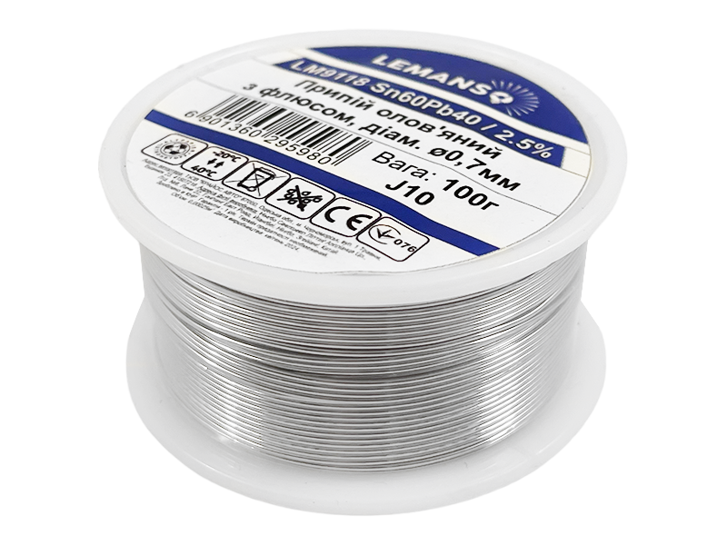 Припой оловянно-свинцовый Lemanso LM9118 0,7 мм 100 г (22282499)