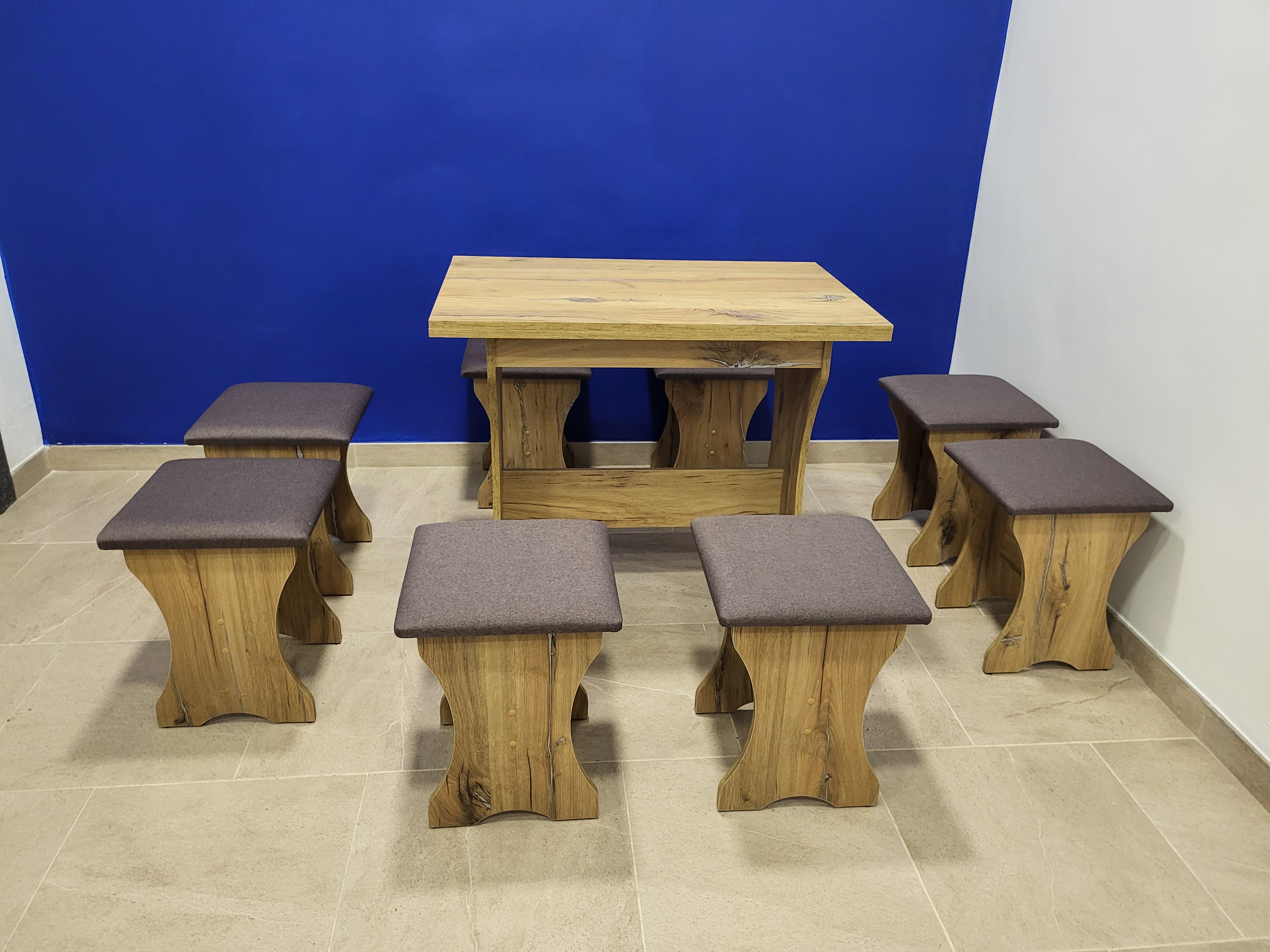 Стіл розкладний та 8 табуреток Сімейний Дуб Флагшток/Бонус Нова (S8T-DF-BN)