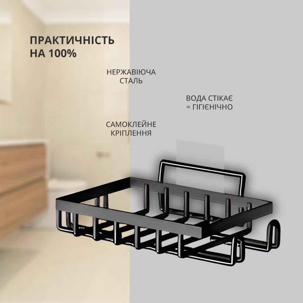 Подставка для мочалок настенная с вакуумной системой крепления 20х12,5х15 см Real