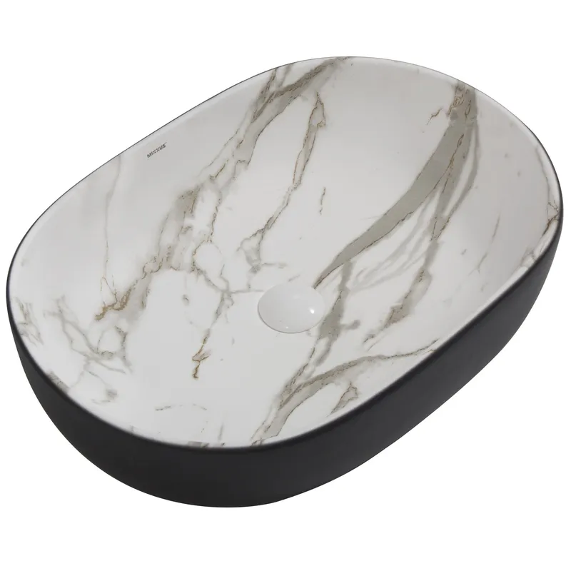 Раковина накладна MIXXUS Premium ELLIPSE-0105 600х400х150 мм Marble/Black (MP6565)