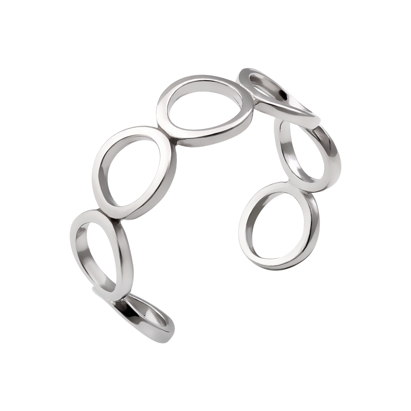 Каблучка срібна із семи тонких обідків що з’єднуються у фаланговій формі р. 18