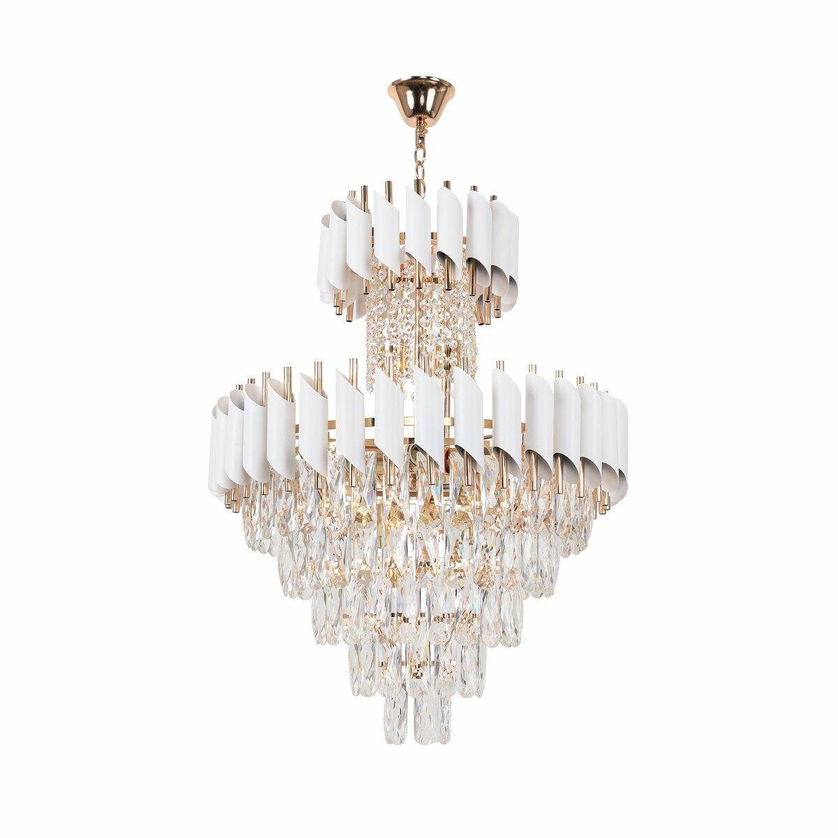 Люстра Sirius с хрустальным подвесами под 11 ламп Е27 Белый/Золотой (B E1722/11)