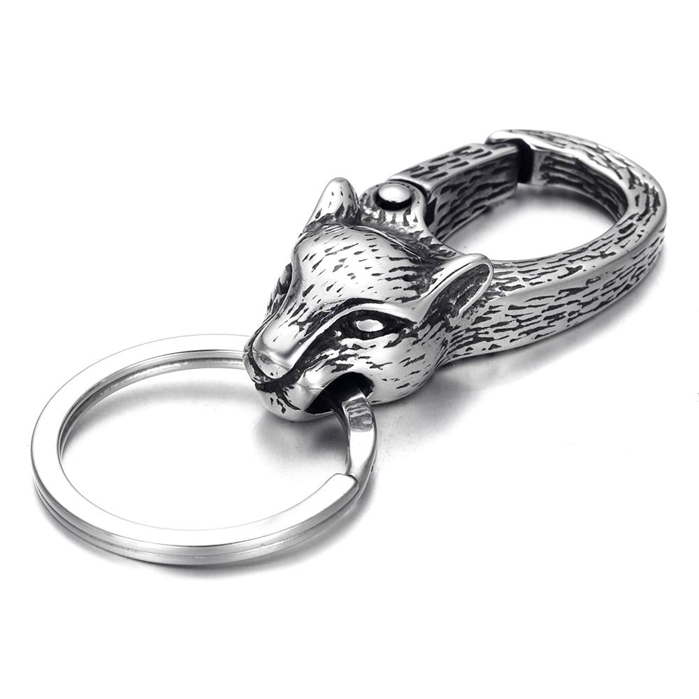 Брелок для ключей готический Рысь из нержавеющей медицинской стали (KC-003)