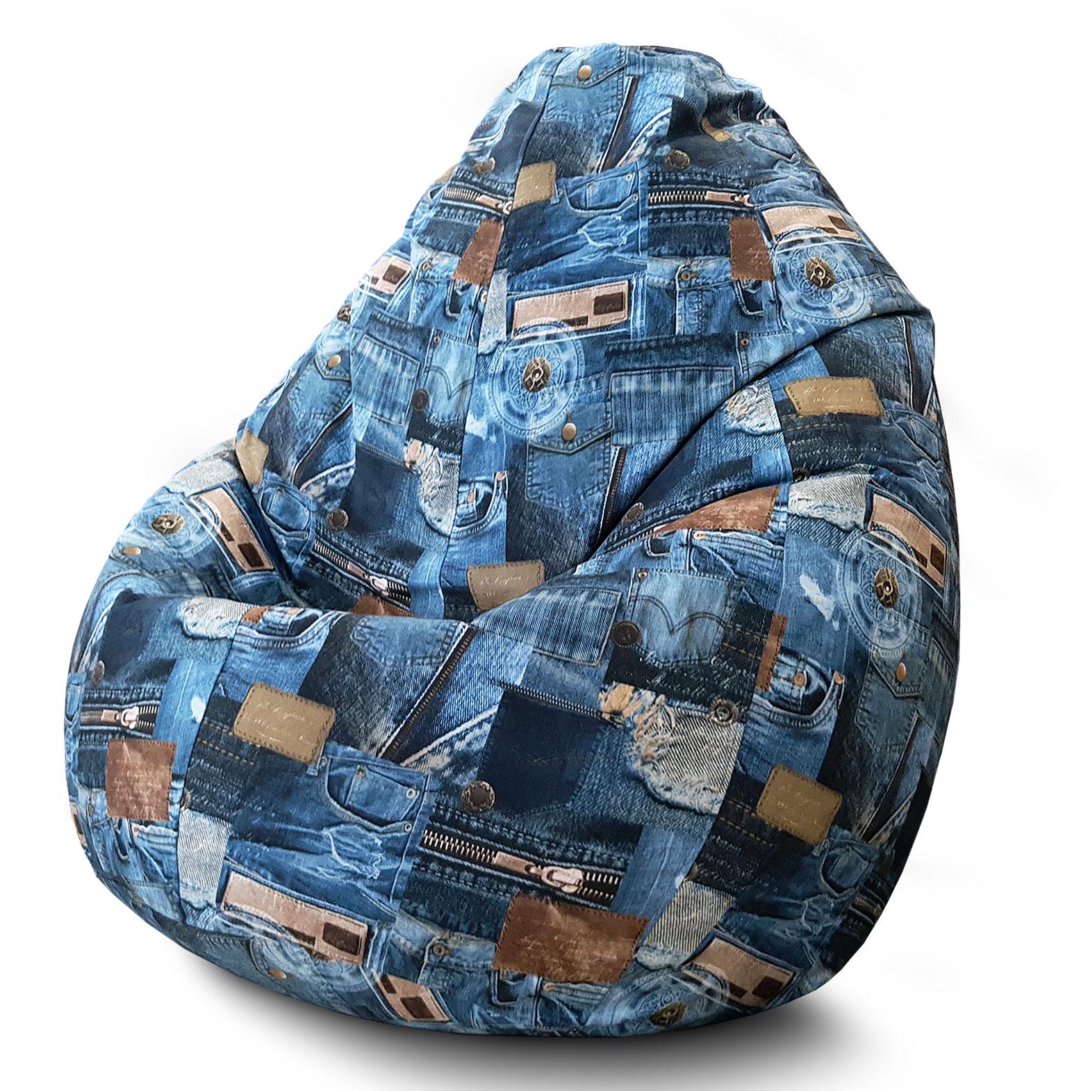 Кресло мешок iPuff Jeans 03 Флок XXXL 100х135 см