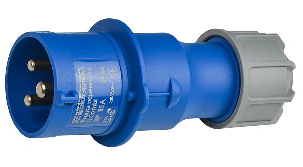 Силовая вилка АСКО-УКРЕМ UCombi 2P+PE 16А 250 В переносная IP44 полиамид Синий (A0080010101)
