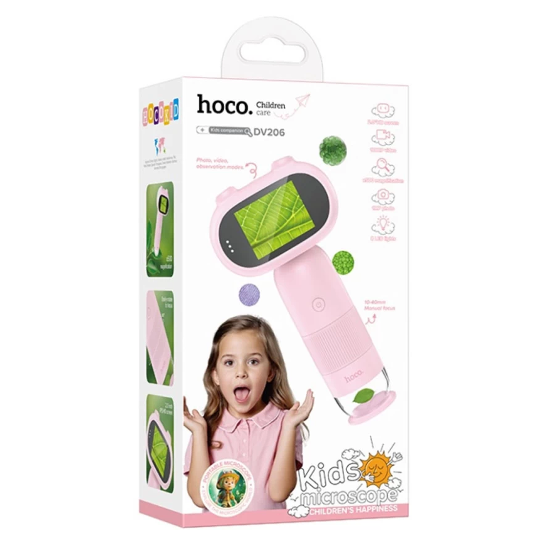 Микроскоп детский Hoco DV206 оптический LED подсветка Pink - фото 2