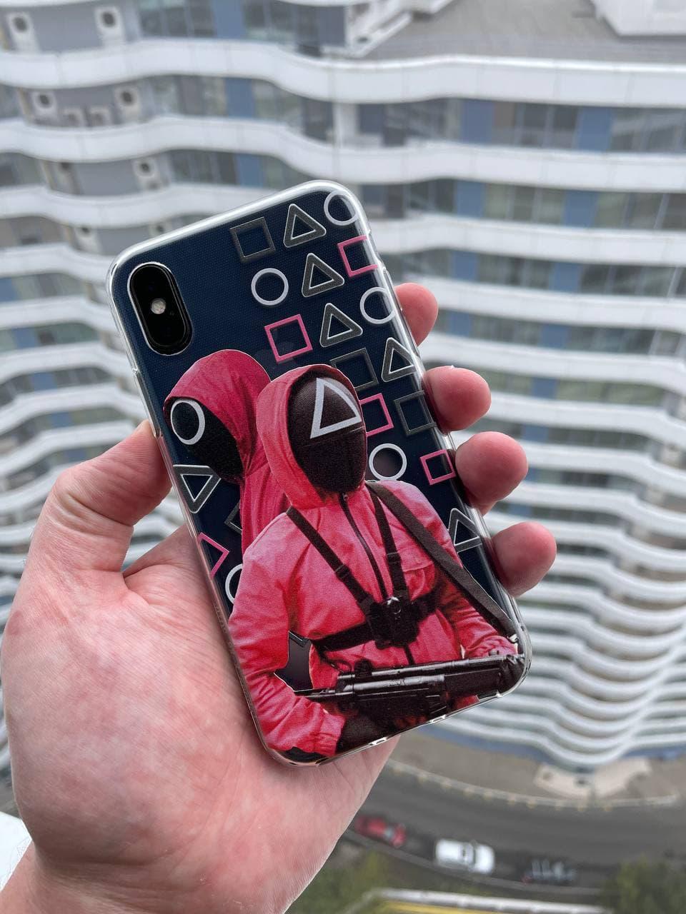 Чехол для iPhone 12 Pro "Игра в кальмара Солдаты" Прозрачный
