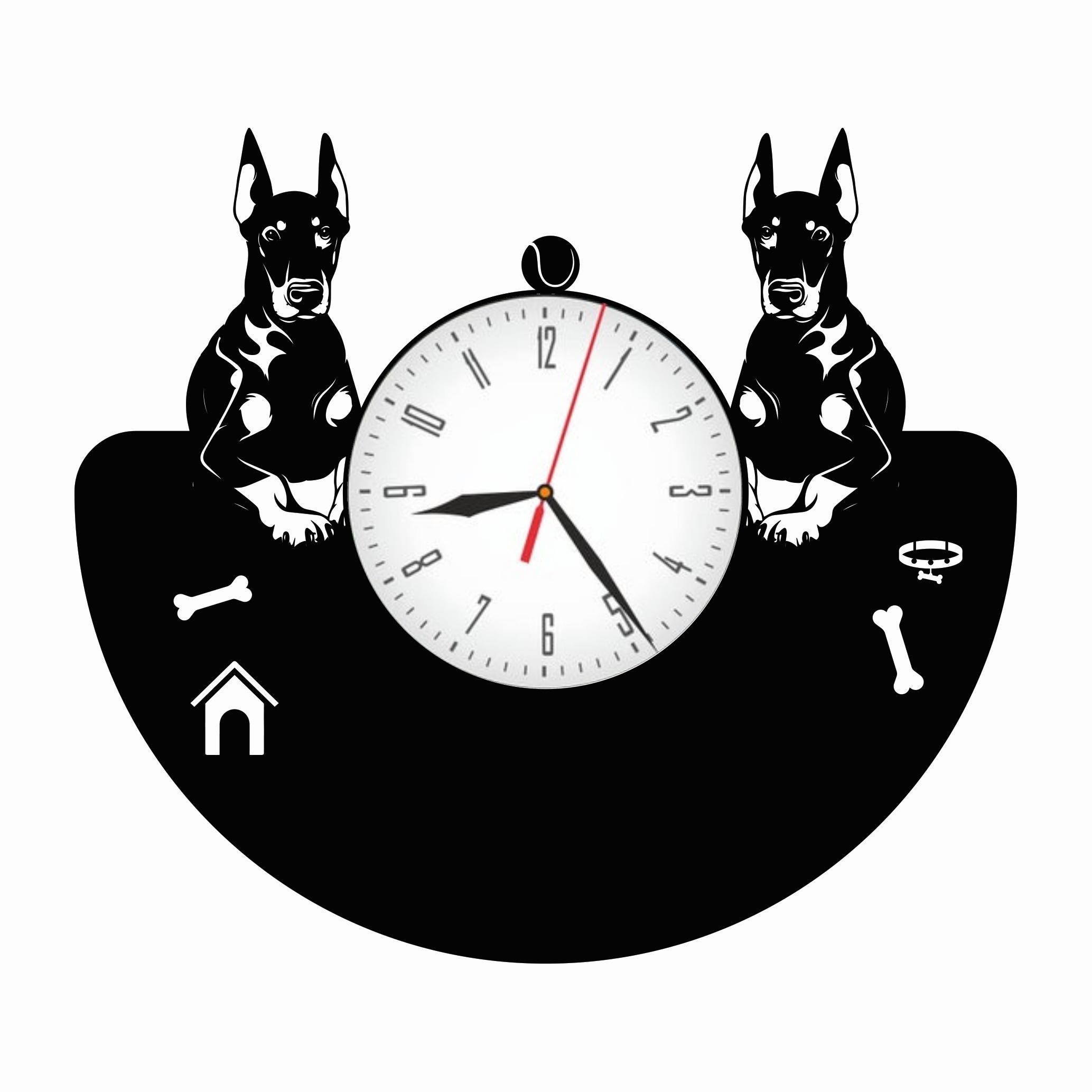 Часы настенные Доберман 2017 из виниловой пластинки