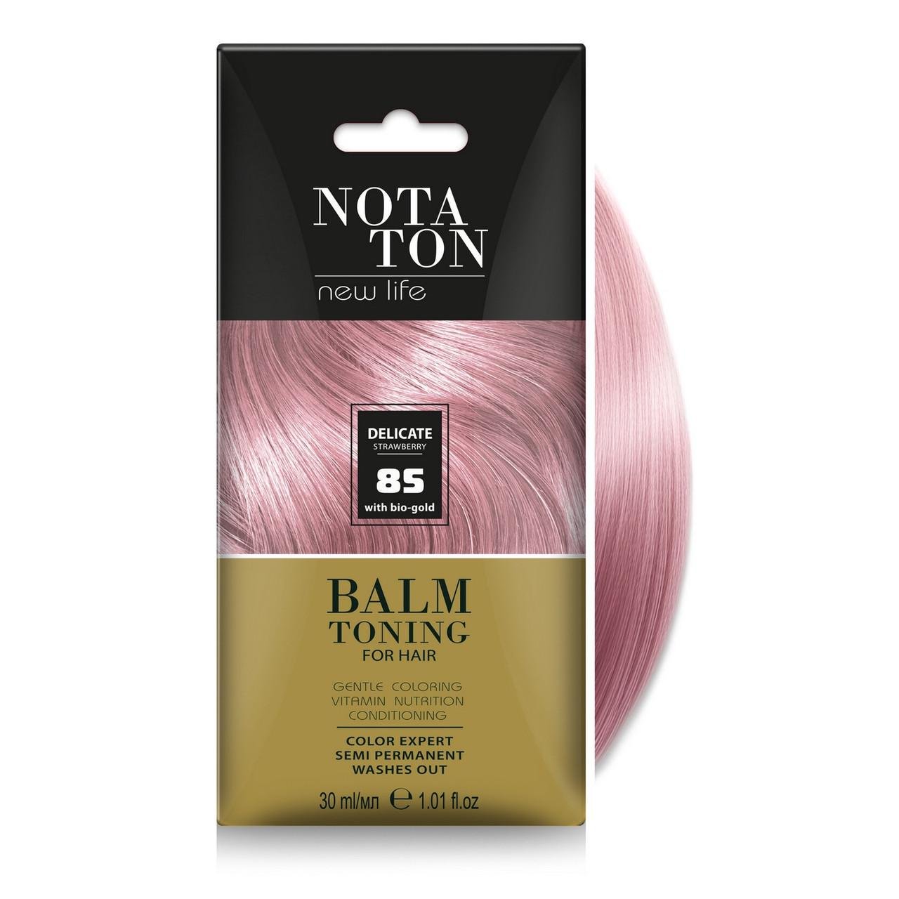 Бальзам тонуючий для волосся NOTA TON з біо-золотом саше 30 мл №85 Ніжна полуниця (2733127093)