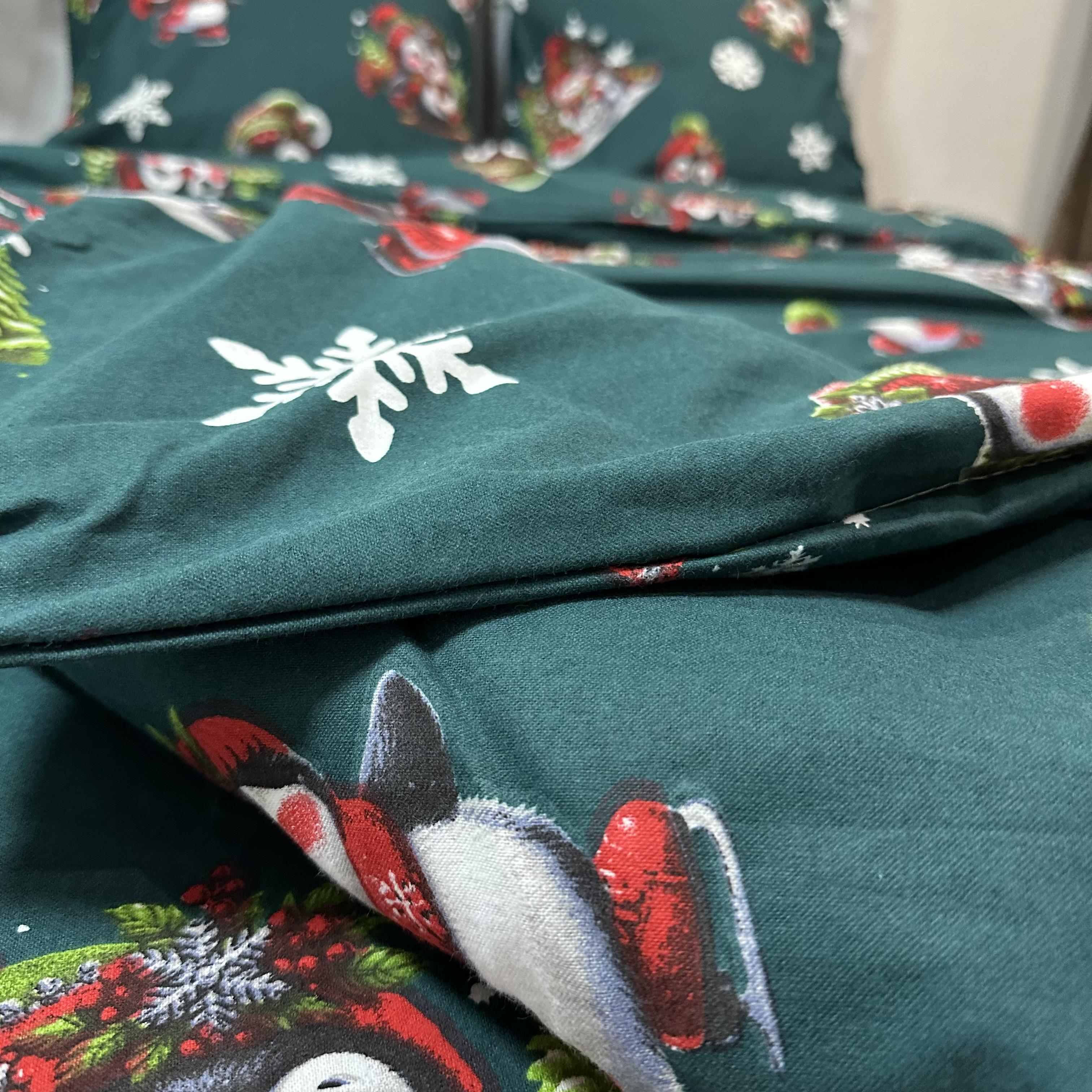 Комплект постільної білизни байкова Зимовий євро Зелений (байка 8-3) - фото 2