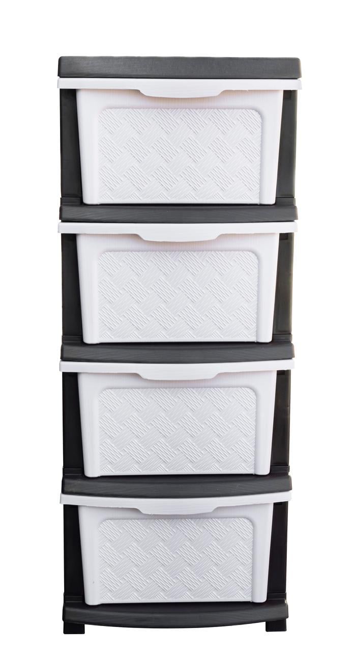 Комод пластиковий R-Plastic 04014 Компакт на 4 ящики 86x40x34 см Пудровий/Коричневий (5157-ПДКР) - фото 3