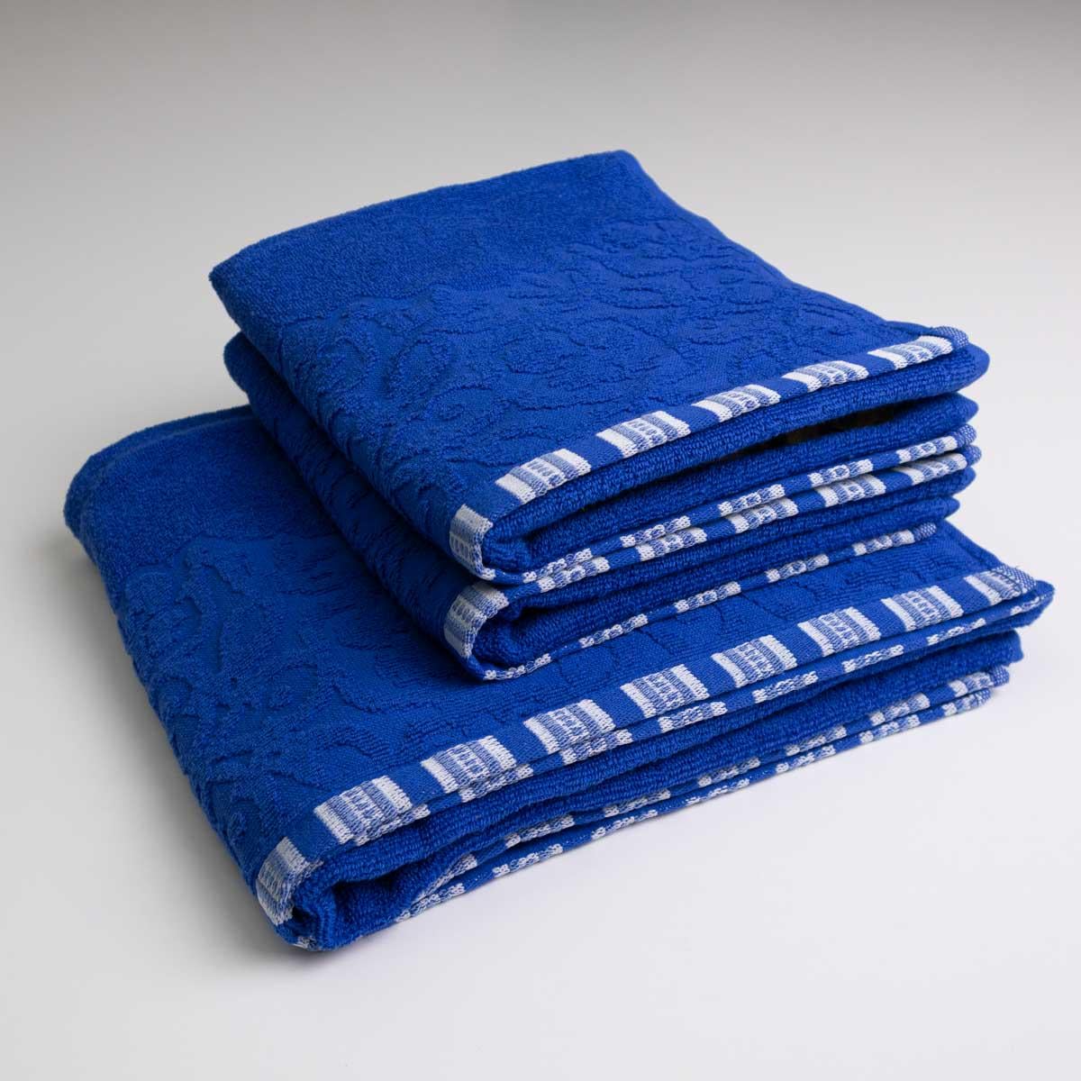 Набор махровых полотенец GM Textile с орнаментом 400 г/м2 3 шт. Синий (rmo400-k2-blue)
