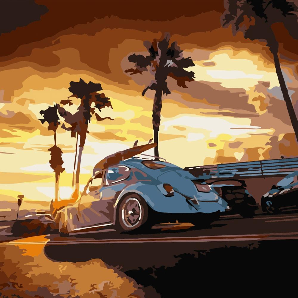 Картина по номерам Strateg Премиум Ретро Майами 40x40 см (SK009)