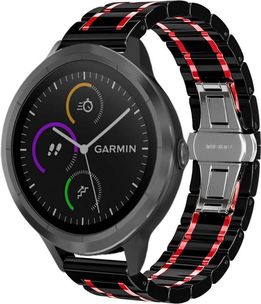 Ремешок керамический Ceramo для Garmin Vivoactive 3 Black/Red (28720-44)