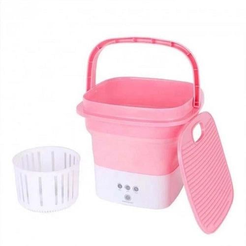 Пральна машинка-відро MT Washing Machine складне силіконове 220 В 10 л Рожевий (15916)