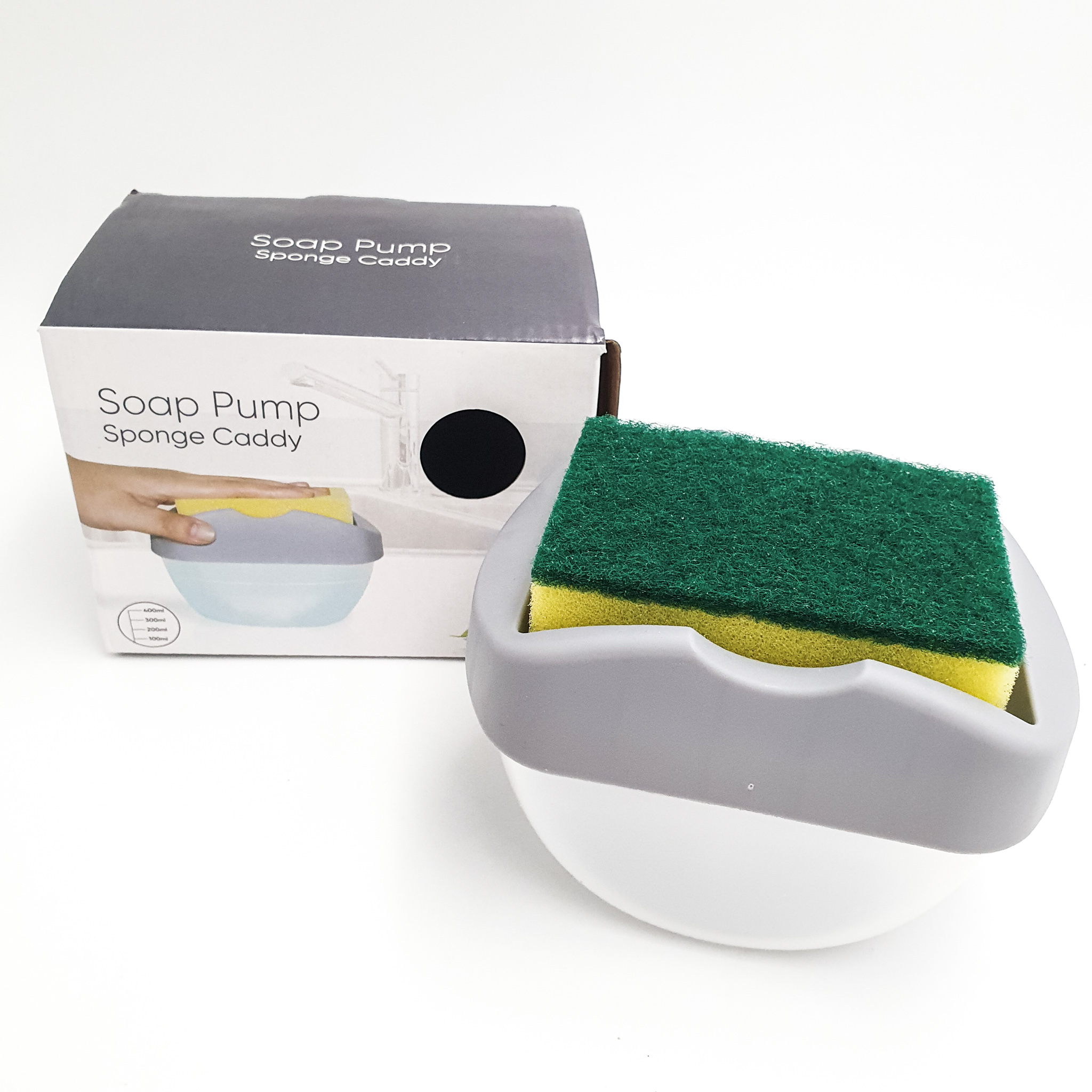 Диспенсер для миючого засобу UKC Soap Pump Sponge Caddy з губкою Сірий - фото 5