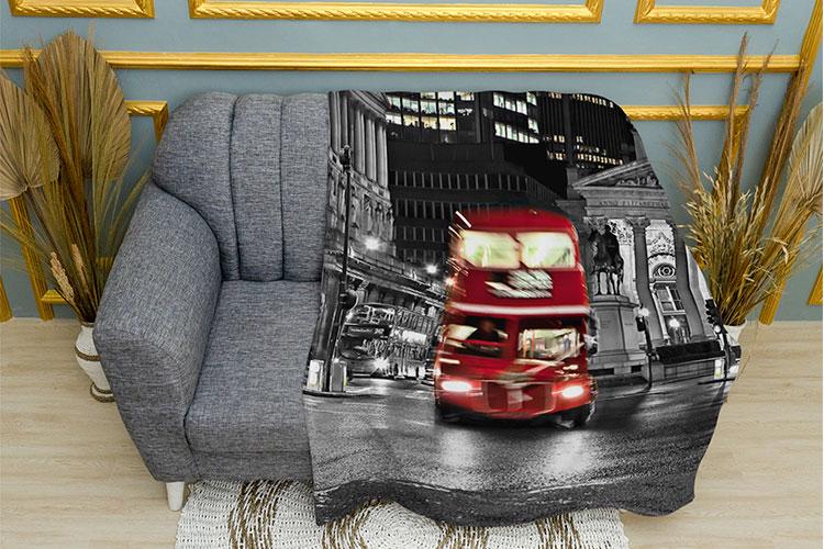 Плед PromoZP Лондонский автобус плюш однослойный 150х210 см (102381-2)