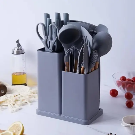 Набор кухонный ножей и аксессуаров Kitchenware Set 20 пр. Серый - фото 4