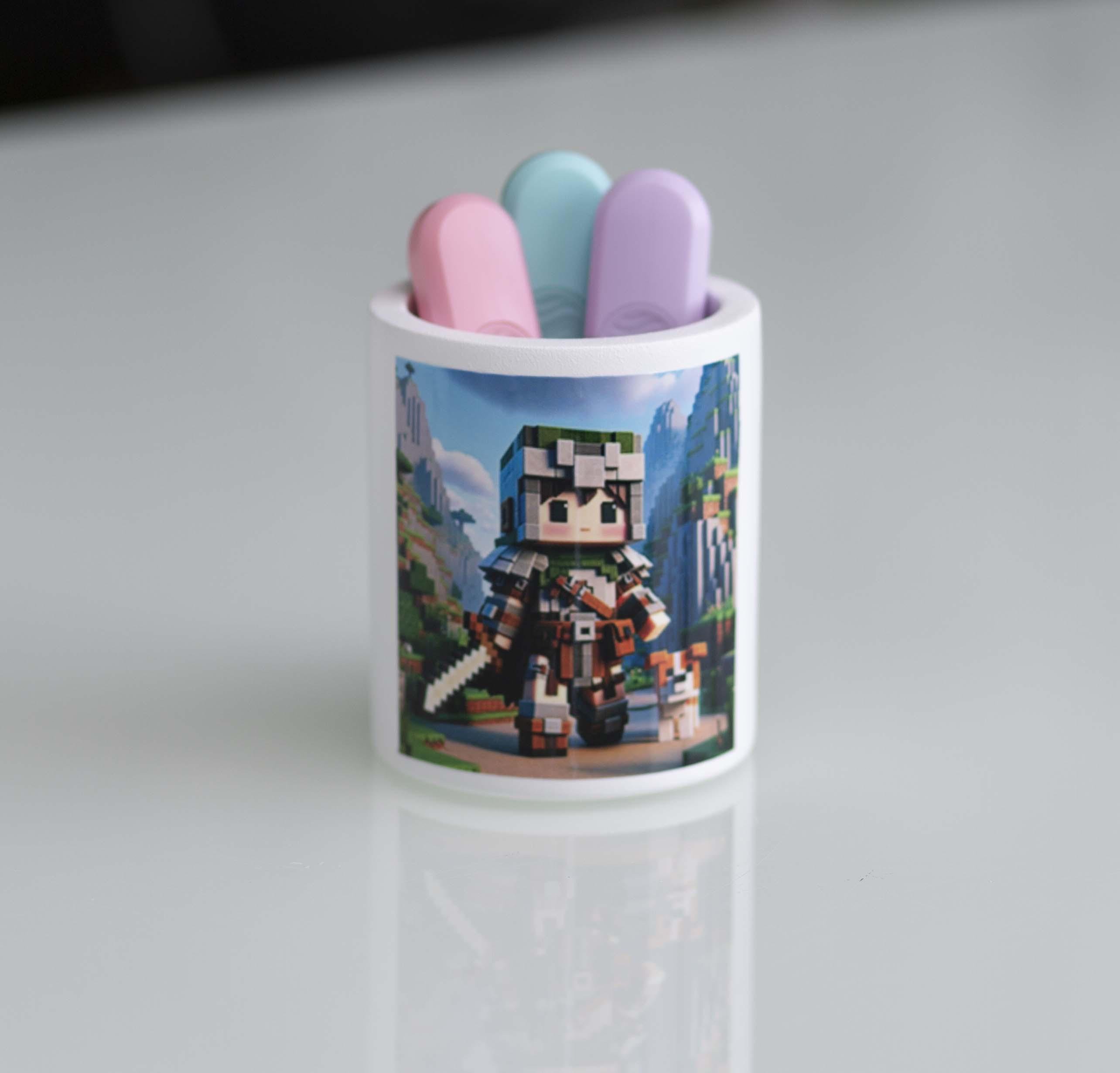 Подставка-органайзер для канцелярии CUTE Minecraft Защитница (Cute Cup-1 White Minecraft Защитница)