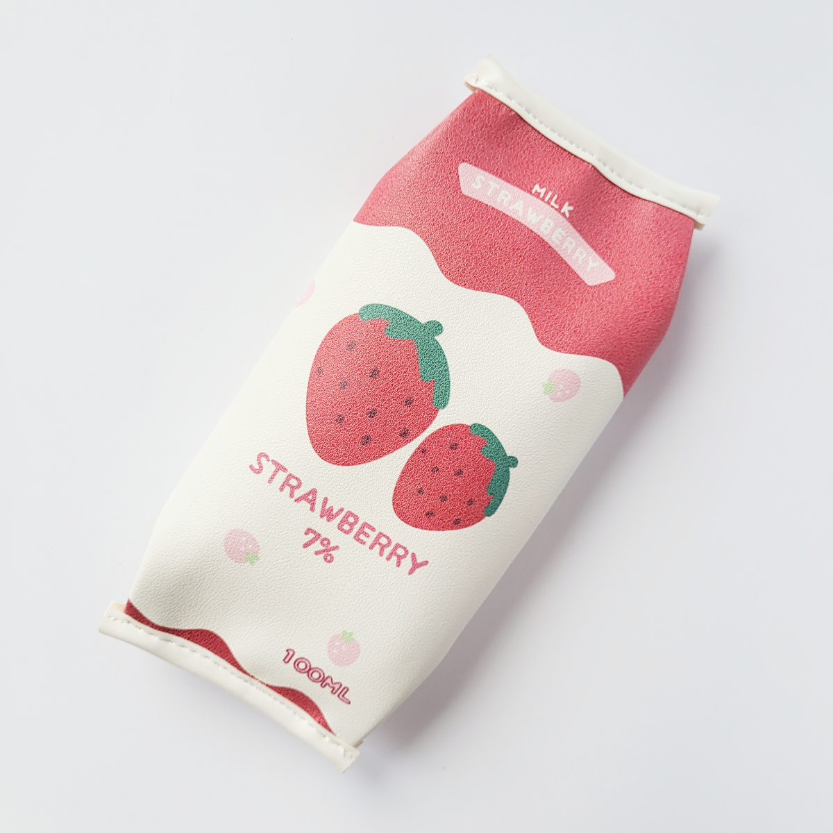 Пенал школьный Пакет с молоком клубничный Strawberry Milk из искусственной кожи Красный (24)