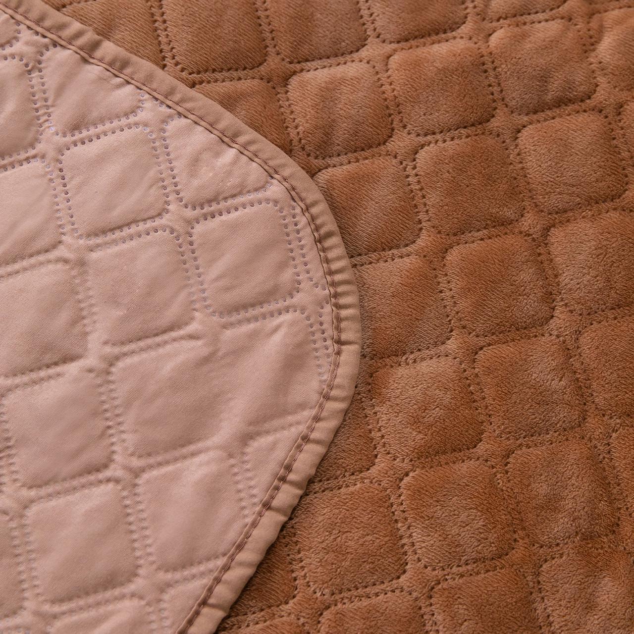 Покрывало велюровое мягкое Ромб/круглый евро 220х240 см Кофейный - фото 3 Покрывало велюровое мягкое Ромб/круглый евро 220х240 см Кофейный - фото 3