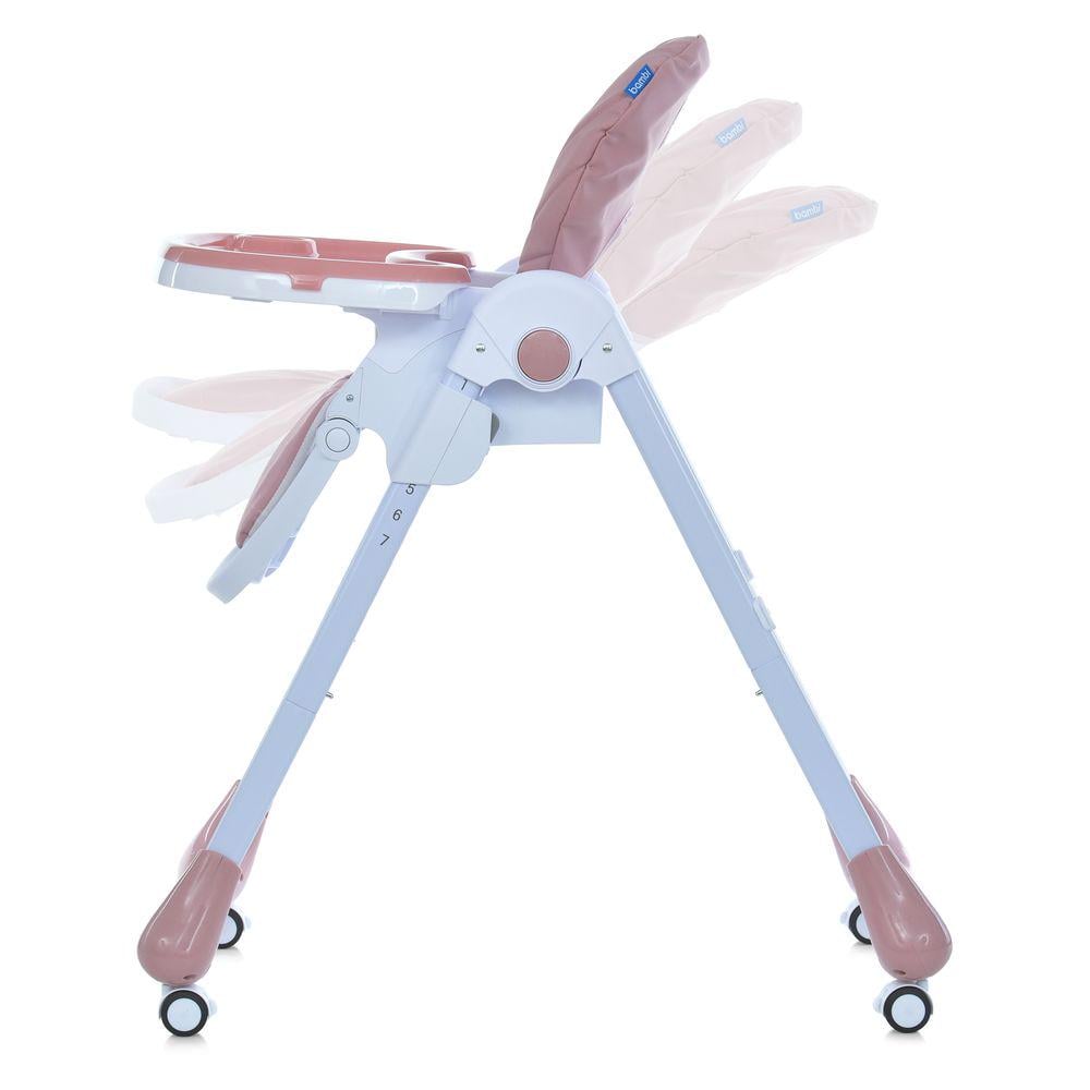 Стільчик для годування з регульованою спинкою/висотою і колесами Рожевий - фото 5 Стільчик для годування з регульованою спинкою/висотою і колесами Рожевий - фото 5
