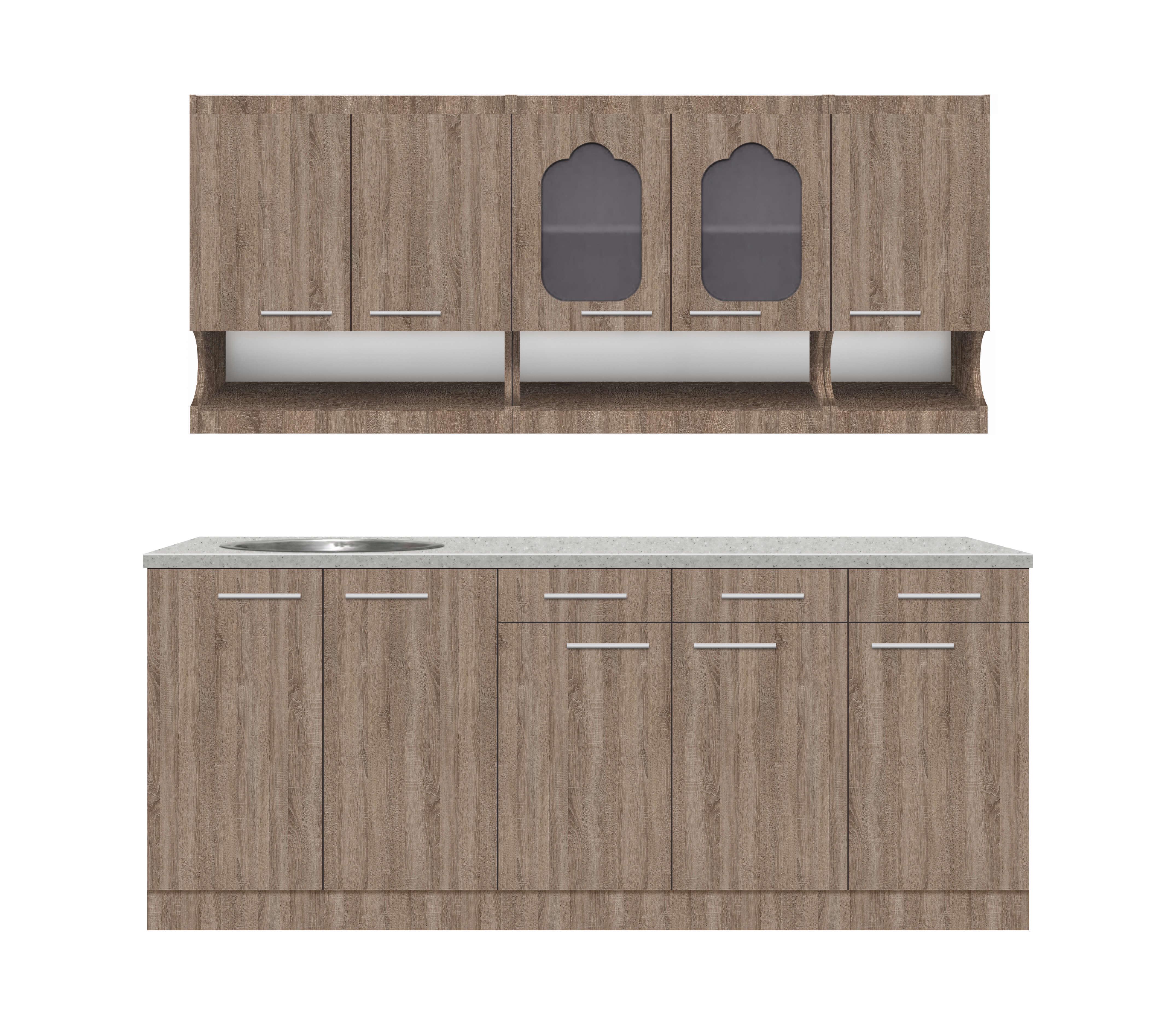 Кухня МАКСИ-МЕбель Валентина 2000 Дуб трюфель столешница Гриджио серый (5102204)