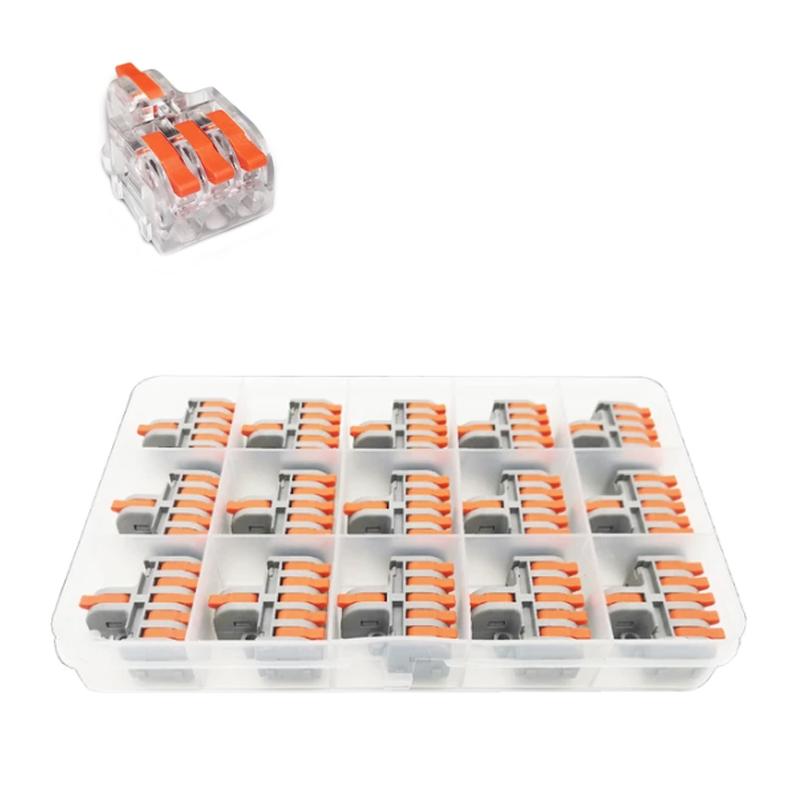 Набір клем Tactix 0,08-4 мм2 32А 1-3 прохідна набірна 29,7х18х13 мм 15 шт. Помаранчевий (DF-13TO-15box)