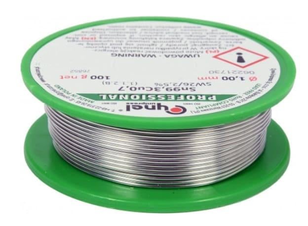 Припій безсвинцевий Cynel Sn 99,3–Cu0,7 з флюсом Ø1 мм 100 г (76852)