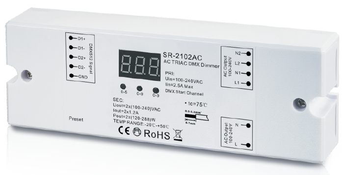 Декодер SR-2102AC-2CH DMX/TPIAC (18050) - фото 1 Декодер SR-2102AC-2CH DMX/TPIAC (18050) - фото 1