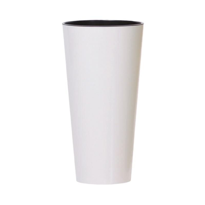 Горшок для цветов Prosperplast TUBUS высокий глянцевый с вкладышем 25х48 см Белый (75948-449)