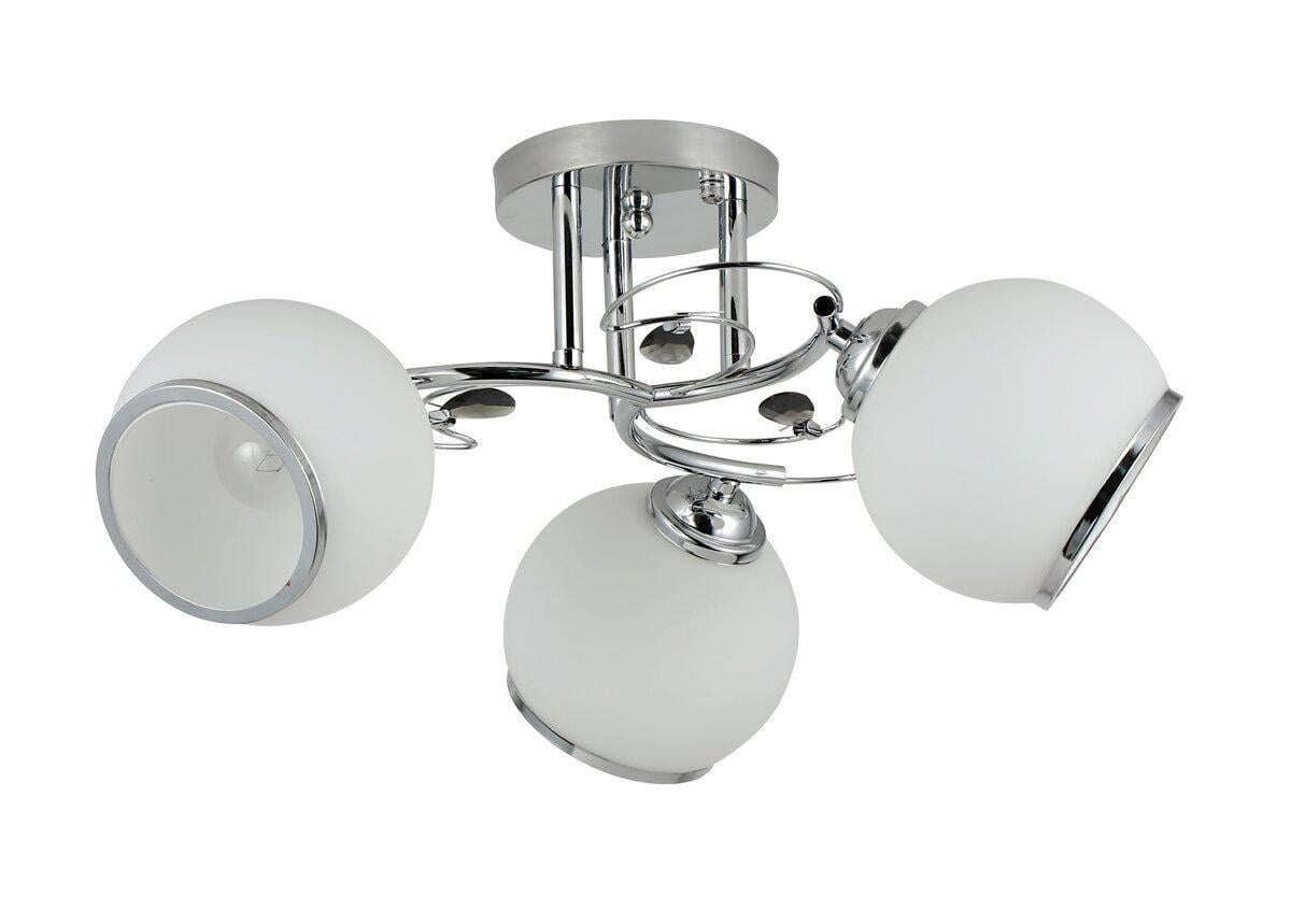 Люстра потолочная Light House SRS-20660/3 белые плафоны с каймой Хром Люстра потолочная Light House SRS-20660/3 белые плафоны с каймой Хром