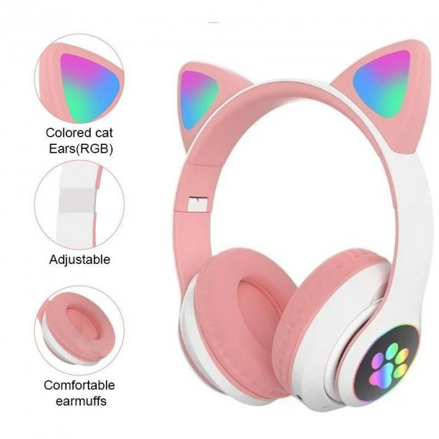 Навушники бездротові Cat Headset M23 Bluetooth Рожевий - фото 7 Навушники бездротові Cat Headset M23 Bluetooth Рожевий - фото 7