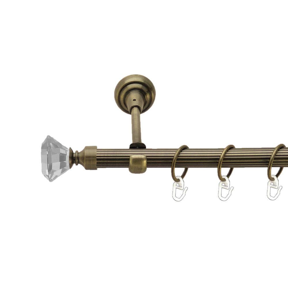 Карниз металлический Orvit Спектралия однорядная открытая/рифленая труба/кольцо металлическое Антик 19 мм 160 см (00-00017281)