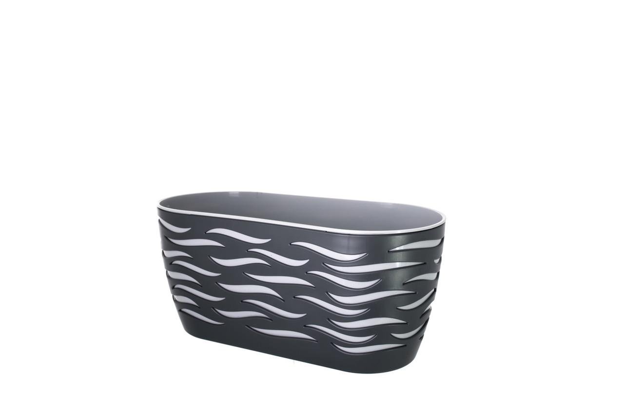 Горщик для квітів Form-Plastic Сахара DUO ОВАЛ 6 л 16х15х34 см Антрацит/Платина